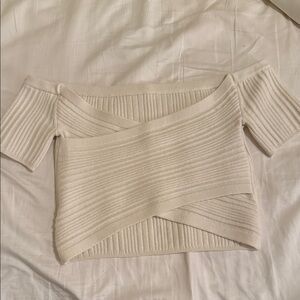 Aerie Cream Ribbed Knit Top
